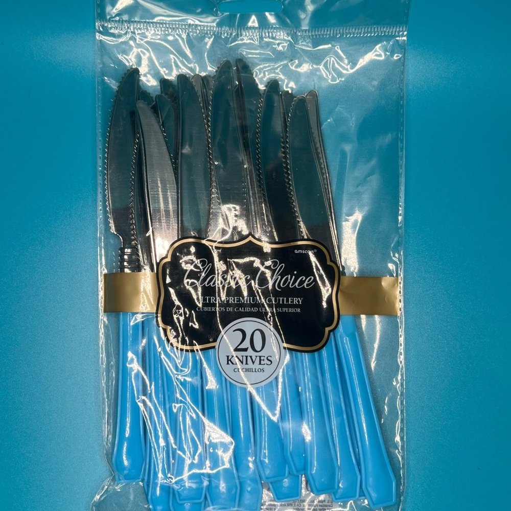 Plastic knives 2 Packs Turquoise